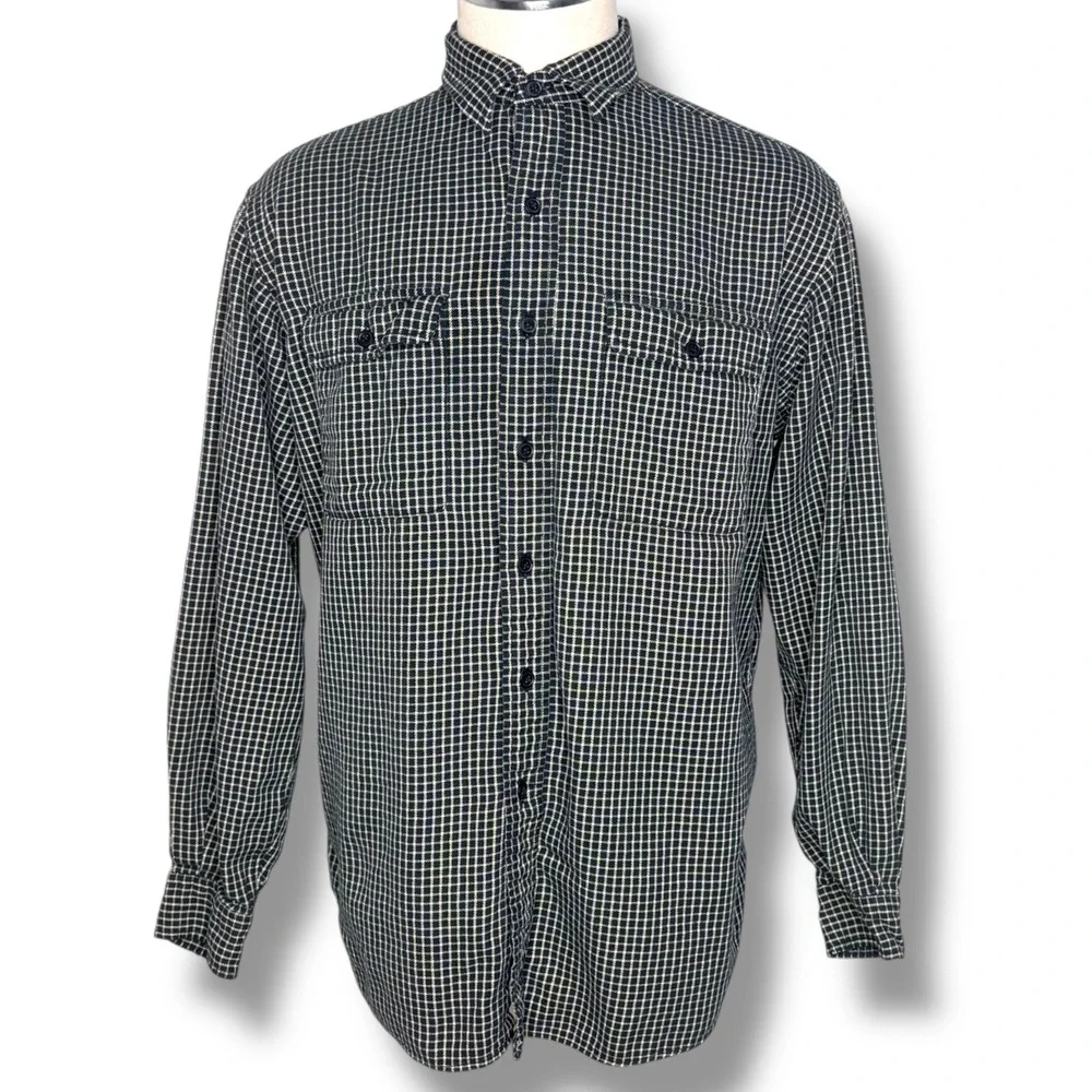 Polo Ralph Lauren Button Up Shirt Men L Whitfield Cotton Micro Check Long Sleeve